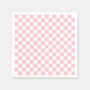 Check Baby Pink And White Chequerboard Pattern Napkin