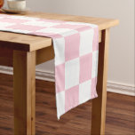 Check Baby Pink And White Chequerboard Pattern Short Table Runner<br><div class="desc">Chequered Pattern – light pink and white chequerboard.</div>