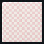 Check Baby Pink And White Chequerboard Pattern Stone Coaster<br><div class="desc">Chequered Pattern – light pink and white chequerboard.</div>
