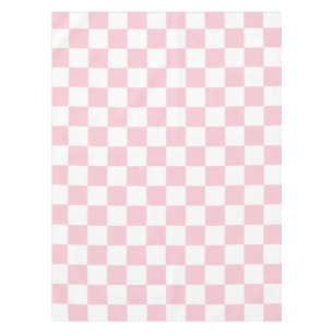 Check Baby Pink And White Chequerboard Pattern Tablecloth