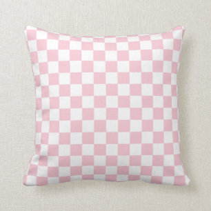 Check Baby Pink And White Chequerboard Pattern Throw Pillow