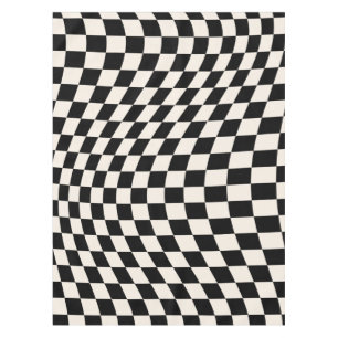 Check Black And Cream White Pattern Checkerboard Tablecloth