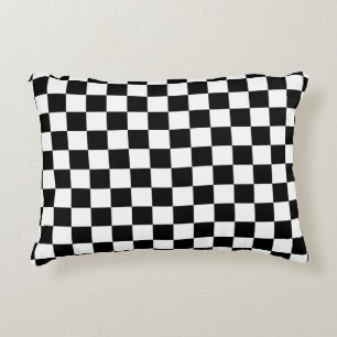 Check Black White Chequered Pattern Chequerboard Accent Pillow