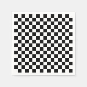 Check Black White Chequered Pattern Chequerboard Napkin
