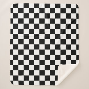 Check Black White Chequered Pattern Chequerboard Sherpa Blanket