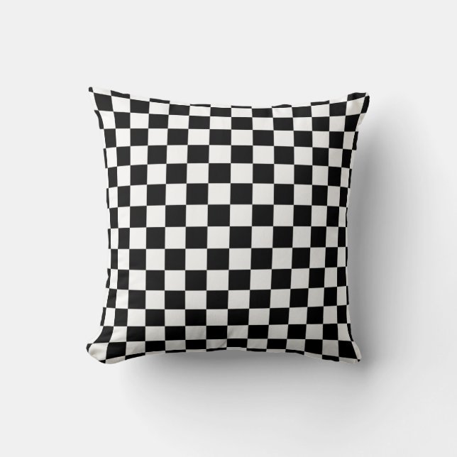 Check Black White Chequered Pattern Chequerboard Throw Pillow (Front)