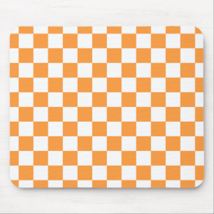 Check Board Pattern White x Orange Mouse Pad