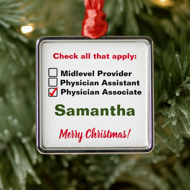 Check Box Physician Associate Christmas Ornament (Tree)