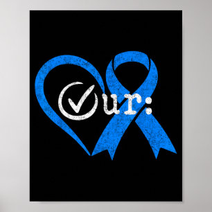 Check colon blue ribbon heart colon cancer poster
