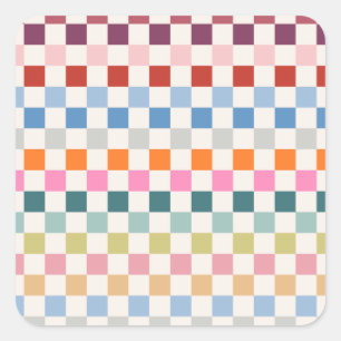 Check Colorful Checkered Pattern Checkerboard Square Sticker