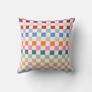 Check Colourful Chequered Pattern Chequerboard Throw Pillow