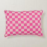 Check Coral Pink Chequered Pattern Chequerboard Accent Pillow<br><div class="desc">Chequered Pattern – Coral pink and salmon chequerboard.</div>