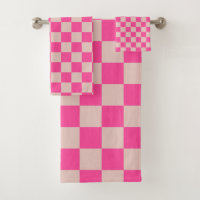 Check Coral Pink Chequered Pattern Chequerboard