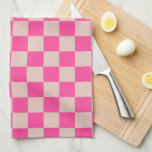 Check Coral Pink Chequered Pattern Chequerboard Kitchen Towel<br><div class="desc">Chequered Pattern – Coral pink and salmon chequerboard.</div>