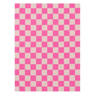 Check Coral Pink Chequered Pattern Chequerboard Tablecloth
