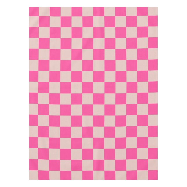 Check Coral Pink Chequered Pattern Chequerboard Tablecloth (Front)
