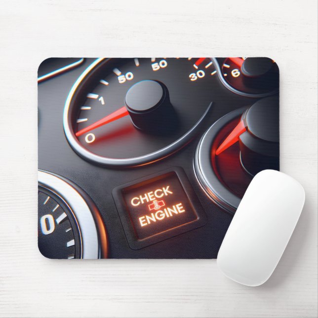 Check Engine Light On Dashboard Mouse Pad (With Mouse)
