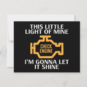 Check Engine Light Shine Funny Car Auto Mechanic G Holiday Card