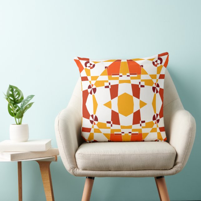 Check Face Orange Throw Pillow (Chair)