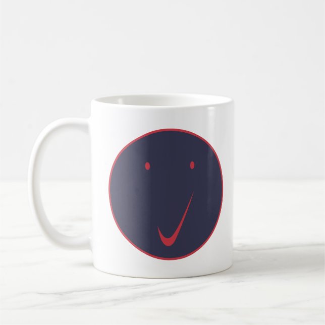 Check face - Tick, Red/Blue.  Coffee Mug (Left)