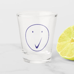 Check face - Tick, Transp/Blue. Shot Glass