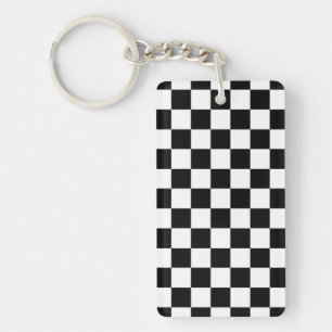 Check Flag Black and White Auto Race Keychain