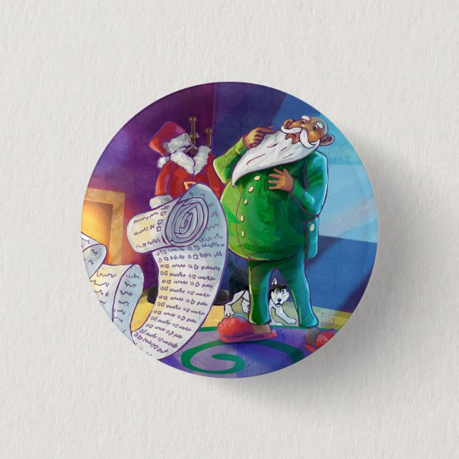 Check it Twice Santa 1 Inch Round Button (Front)