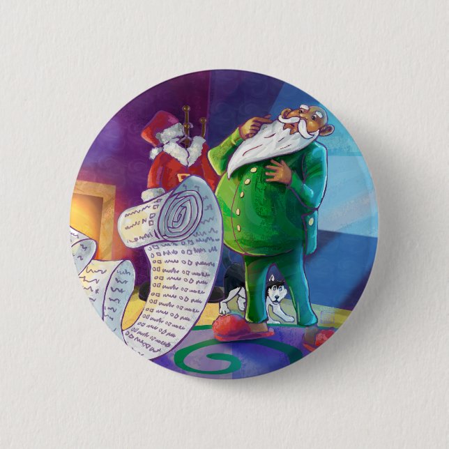 Check it Twice Santa 2 Inch Round Button (Front)