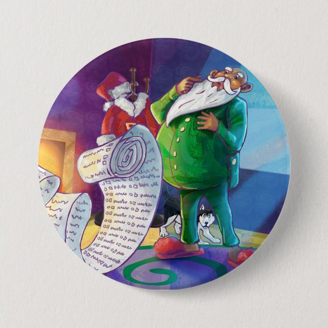 Check it Twice Santa 3 Inch Round Button (Front)