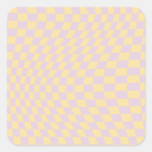 Check Lilac Yellow Checkerboard Checkered Pattern Square Sticker