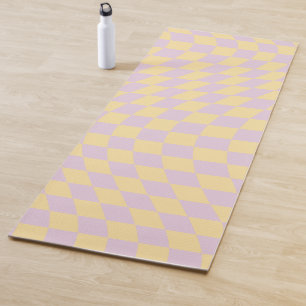 Check Lilac Yellow Chequerboard Chequered Pattern Yoga Mat