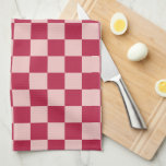 Check Magenta And Peach Pattern Chequerboard Kitchen Towel<br><div class="desc">Chequered Pattern – magenta and peach chequerboard.</div>