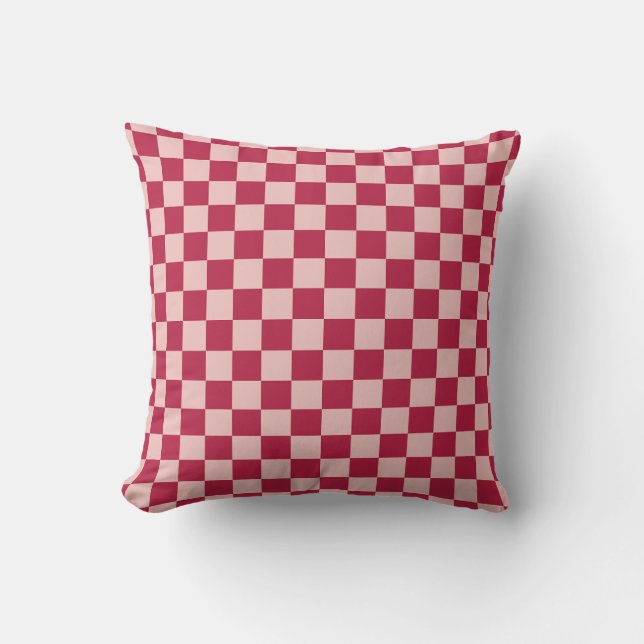 Check Magenta And Peach Pattern Chequerboard Throw Pillow (Front)