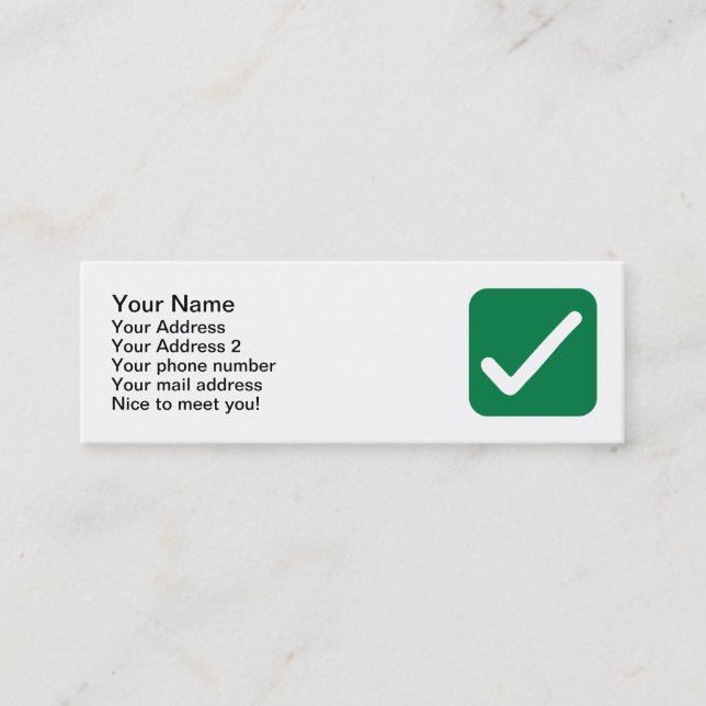 Check mark mini business card (Front)