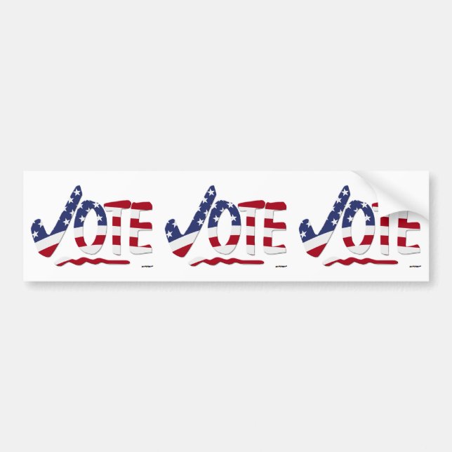 Check Mark VOTE with US Flag Bumper Sticker (Front)