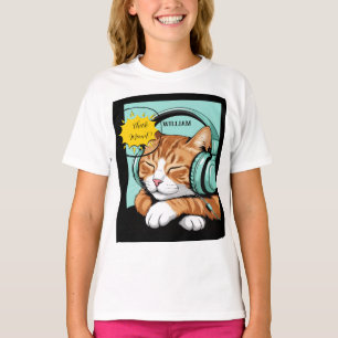 CHECK MEO Brown Cat with Headphones – Personalized T-Shirt