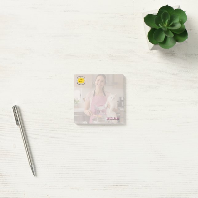 CHECK MEO White Cat with Headphones – Personalized Post-it Notes (Office)