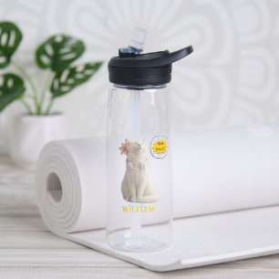 CHECK MEO White Cat with Headphones – Personalized Water Bottle