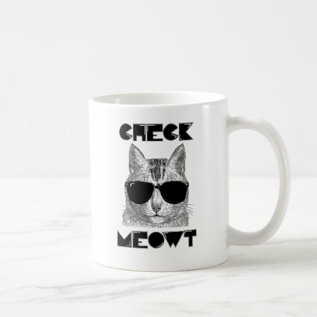 Check Meowt -- Cat Humour Coffee Mug (Right)