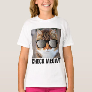 CHECK MEOWT CAT with Sunglasses, Girls Kids T-Shirt