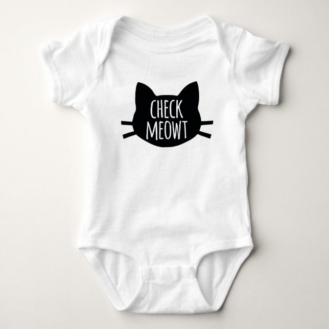 Check Meowt - Funny Cat Baby Bodysuit (Front)