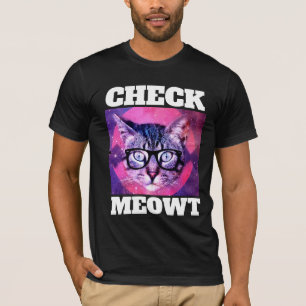 CHECK MEOWT FUNNY CAT T-SHIRT 