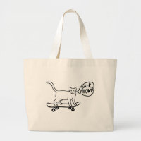 Check Meowt Punny Skateboarding Cat Black White