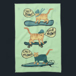 Check Meowt! Skateboard Surf Snowboard Tabby Cat Kitchen Towel<br><div class="desc">CHECK MEOWT! Decorate your kitchen with this funny cat towel. Makes a great housewarming or birthday gift for that cat lover in your life! Or the skateboarder,  surfer or snowboarder!
Check my shop for more matching stuff like mugs and stickers! And more cats .. and dogs!</div>