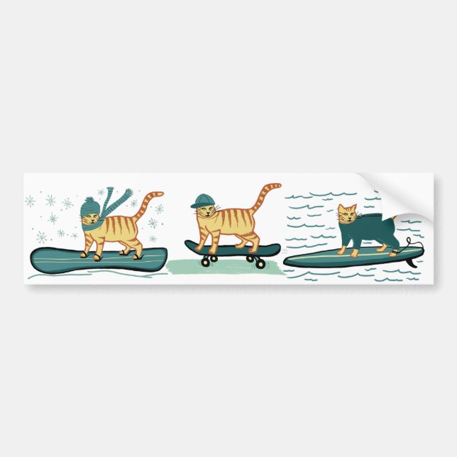 CHECK MEOWT Sporty Cats Bumper Sticker (Front)