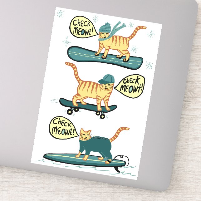 CHECK MEOWT! Tabby Cat Skateboard Surf Snowboard (Detail)