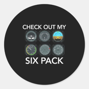 Check Out My Six Pack Funny Aviation Lot Flying Xm Classic Round Sticker
