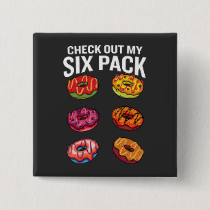 Check Out My Six Pack Funny Doughnut Fitness 2 Inch Square Button