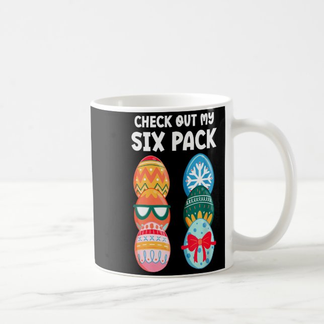 Check Out My Six Pack Funny Easter Egg Abs Workout Coffee Mug (Right)