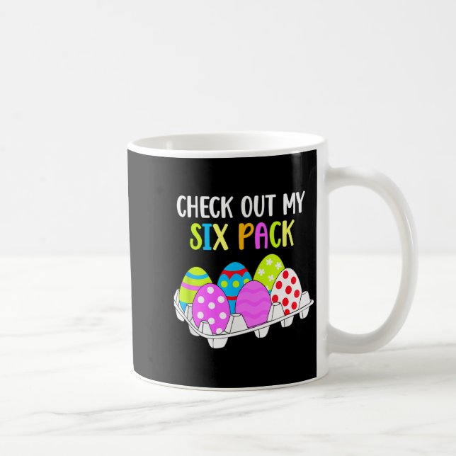 Check Out My Six Pack Funny Easter Egg Abs Workout Coffee Mug (Right)